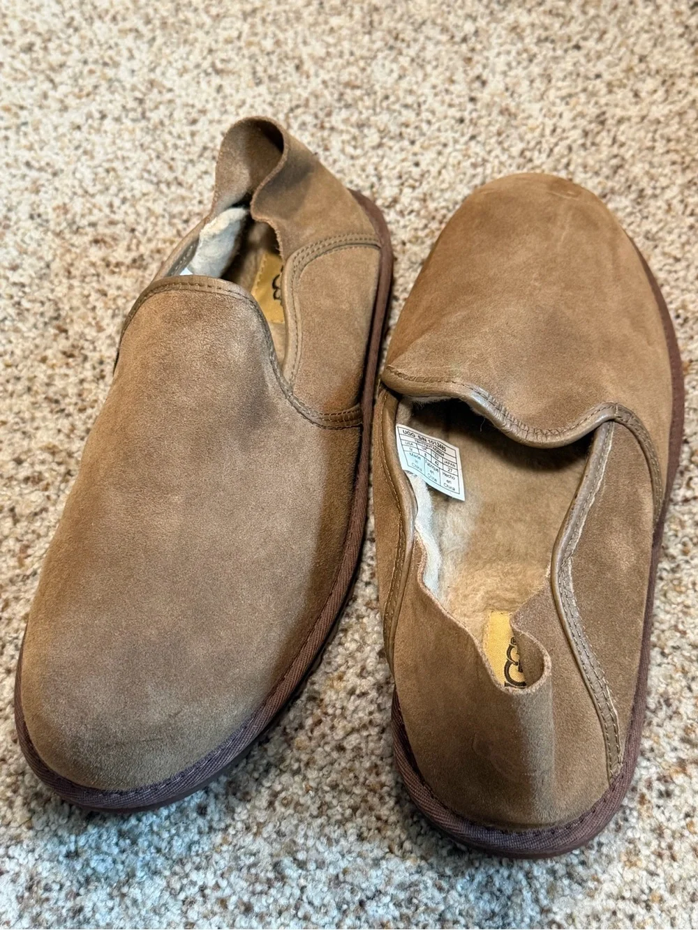 UGG Cooke Men 9 Chestnut Suede Slip On Slippers Loafers 1013485 Collapsible Heel